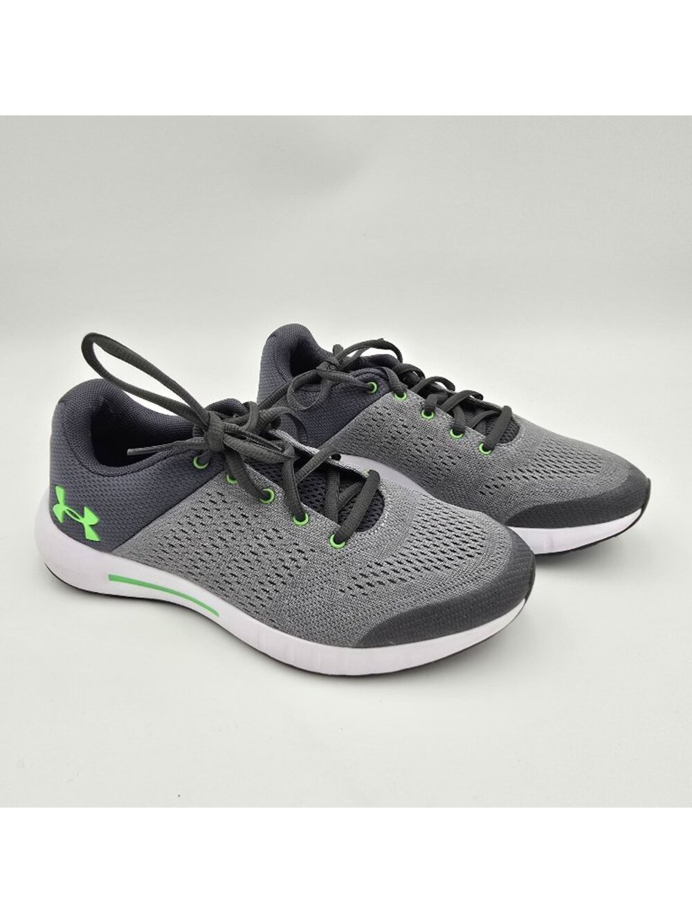 Under Armour Youth Mesh Running Shoes Gray Green Lightweight Breathable